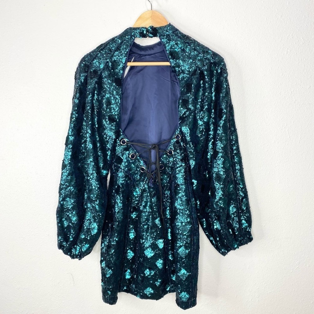 Free People Green Chante's Holiday Dress 4 - Picture 4 of 10